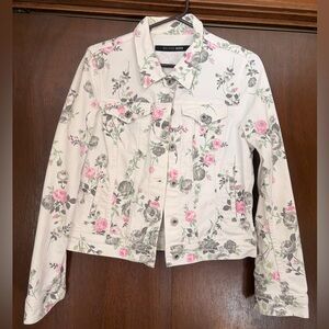 Big Star Floral Print Jean Jacket - White, Pink, Gray